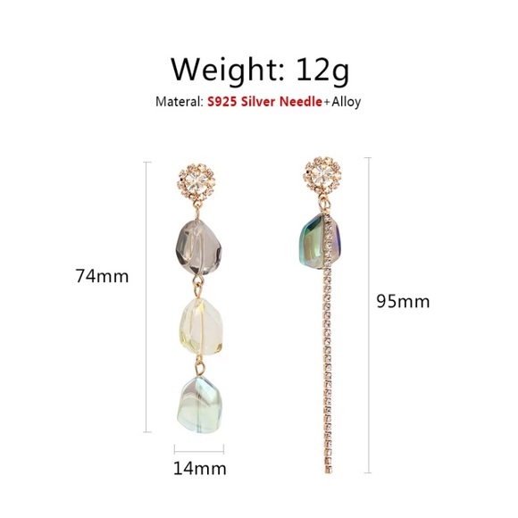 Asymmetrical Long Earrings - Picture 3 of 4